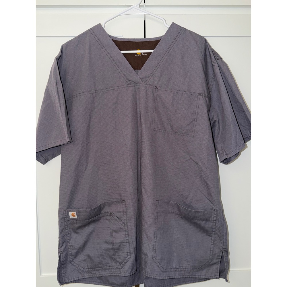 Carhartt Mens Scrub Top Grey Ripstop V-Neck Pocket Medical Nurse Size Large
